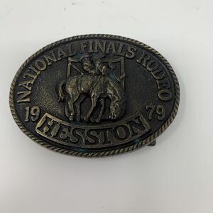 Vintage National Finals Rodeo Hat Cowboy Snap Back Bronze Western Hesston 1979